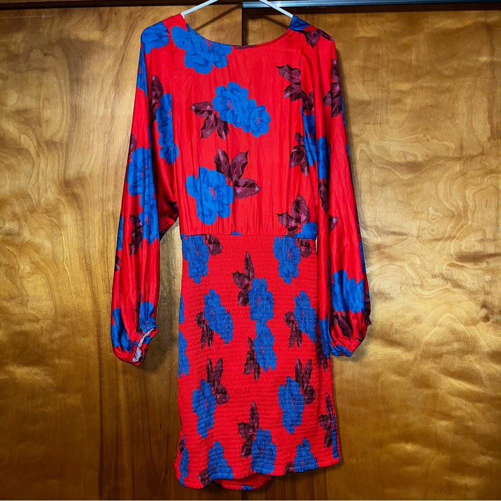 Vibrant Red and Blue Floral Free People Dress - Picture 3 of 4